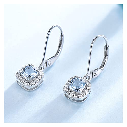 DFGDFG Pendientes Sky Blue Topaz Pendientes Gemstone Aquamarine Clip Pendientes 925 Plata Joyería for Mujeres Elegante Regalo Joyería Fina aretes (Gem Color : Sky Blue Topaz)