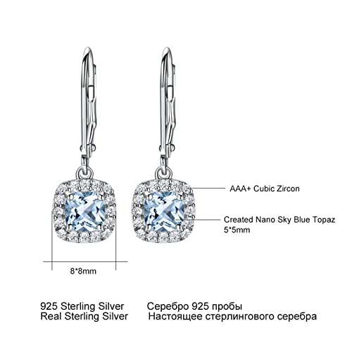 DFGDFG Pendientes Sky Blue Topaz Pendientes Gemstone Aquamarine Clip Pendientes 925 Plata Joyería for Mujeres Elegante Regalo Joyería Fina aretes (Gem Color : Sky Blue Topaz)