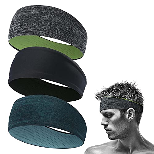 Diadema Deportiva,Que Absorbe La Humedad Cintas Pelo De Elasticidad,Hombre Y Mujer Cintas Para El Sudor Para Correr Ciclismo Senderismo Yoga 3 Piezas