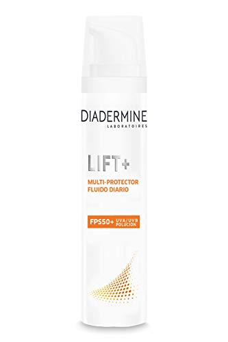 Diadermine Lift+ Multiprotector, Fluido Rio Antiarrugas FPS50+, Acción Antiarrugas Reafirmante, Blanco, 40 Mililitros