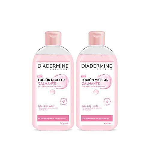 Diadermine - Loción Micelar Calmante, 2 unidades de 400ml (800ml), para Pieles Secas/Sensibles, Limpia, desmaquilla e hidrata