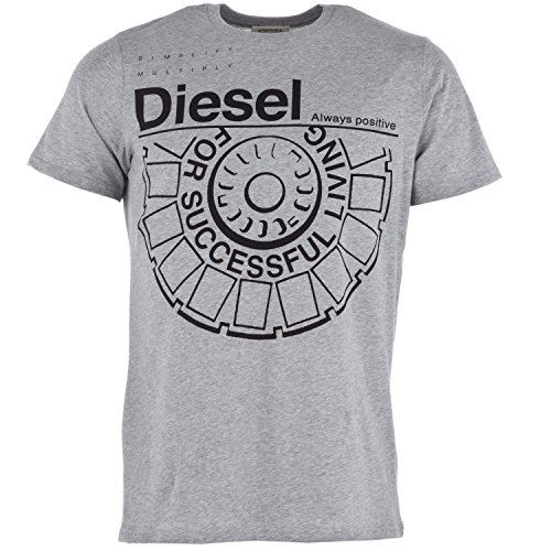 Diesel Hombre T-Ballock-R Camiseta T-Shirt gris moteado 100% Algodón - gris moteado, gris moteado, L