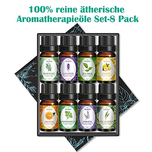 Difusor de Aceites Esenciales Humificador de Aromas: 300ml Difusor de Aromaterapia con 8 x 10ml Aceites Esenciales-Difusor Ultrasonico perfumado Nebulizador silencioso en Metal para Hogar Yoga Oficina