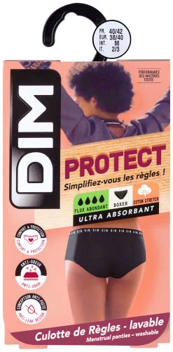 Dim Shorty MENSTRUEL Flux ABONDANT/Nuit Ropa Interior, Noir, 36/38 Women