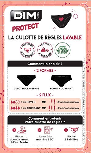 Dim Shorty MENSTRUEL Flux ABONDANT/Nuit Ropa Interior, Noir, 36/38 Women