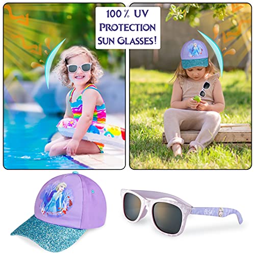 Disney Pack de Gorra Niña y Gafas de Sol Infantiles de Frozen, Gorra Infantil, Gafas de Sol Niña, Regalos para Niñas (Morado)