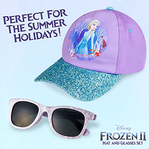 Disney Pack de Gorra Niña y Gafas de Sol Infantiles de Frozen, Gorra Infantil, Gafas de Sol Niña, Regalos para Niñas (Morado)