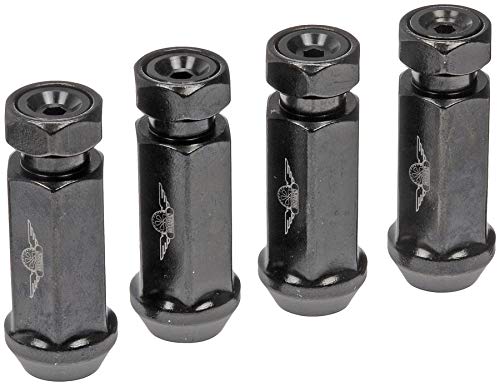 Dorman 712-245AXL4 Racing Style XL 1/2-20 Lug Nuts for Select Models, Black (Pack of 4)