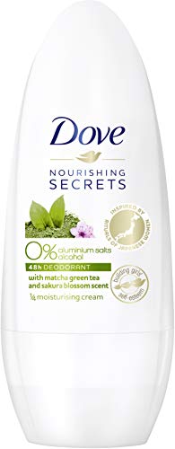 Dove Desodorante en roller, paquete de 6 unidades, aroma a té verde y flores de cerezo, sin aluminio, roll-on (6 x 50 ml)