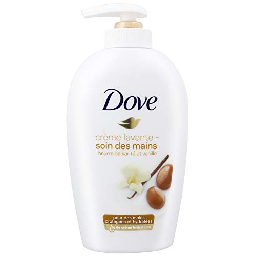 Dove Soin des Mains Savon Lavant Antibactérien Beurre de Karité & Vanille, Pour des mains douces et hydratées (Lot de 6x250ml)