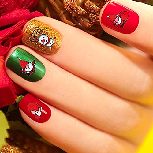 DPKOW navideñas uñas Pegatinas,3D autoadhesivas Noel Muñeco nieve Copos nieve Elk regalo Campanas Calcomanías uñas para mujeres, niñas, niños, manicura,bricolaje o salón de uñas, 8 hojas