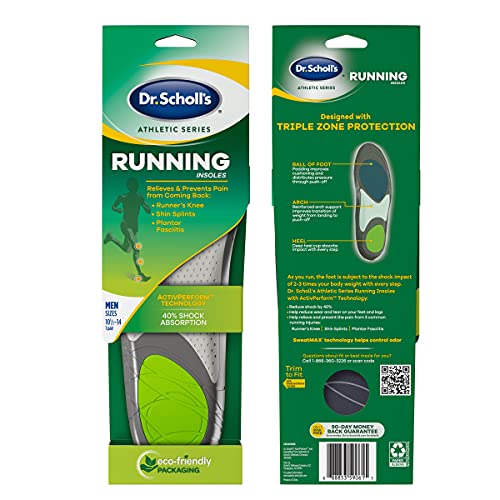 Dr. Scholl's Athletic Series - Plantillas para correr para hombre, tamaño grande, 1 par, tamaño 10.5-14