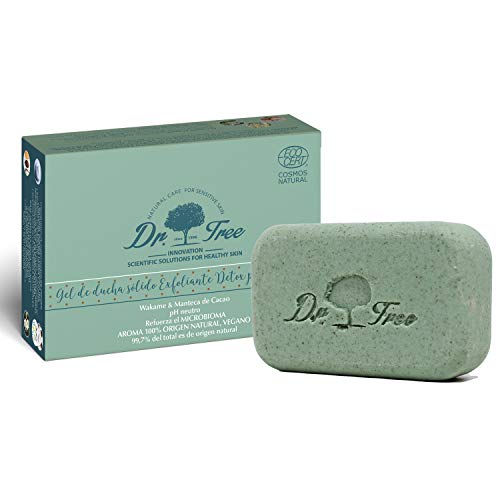 Dr. Tree Gel Sólido Ecológico Exfoliante | Especial Piel Sensible | Refuerza el Microbioma | ECOCERT. 99,7% Ingredientes Naturales | Wakame y Manteca de Cacao | Apto Vegano Sin Plástico. 120gr