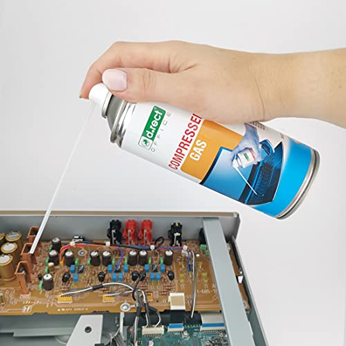 D.RECT 110502 Aire comprimido | Spray Limpiador 400 ml | Compresor de Aire | para Limpieza de Teclado, Ordenador, cámara, teléfono móvil