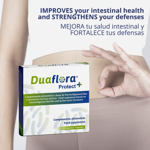 DUAFLORA Prebioticos y Probioticos Intestinales 30 Capsulas - Fortalecen Tus Defensas y la Flora Intestinal - 14 Cepas Lactobacilos y Bifidobacterias - Sin Gluten - Sin Lactosa - Apto Diabeticos - Capsulas 1 mes