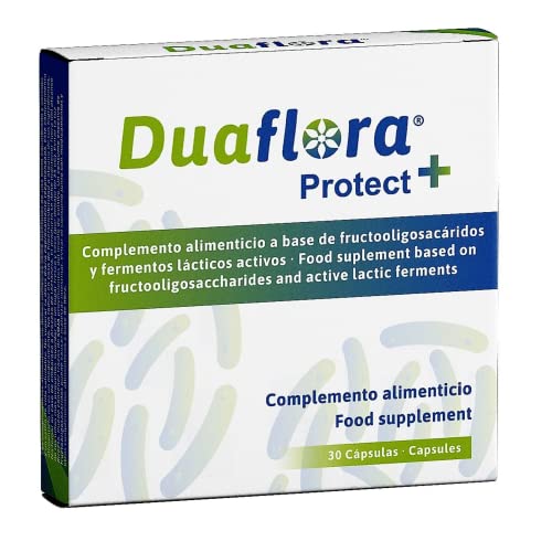 DUAFLORA Prebioticos y Probioticos Intestinales 30 Capsulas - Fortalecen Tus Defensas y la Flora Intestinal - 14 Cepas Lactobacilos y Bifidobacterias - Sin Gluten - Sin Lactosa - Apto Diabeticos - Capsulas 1 mes