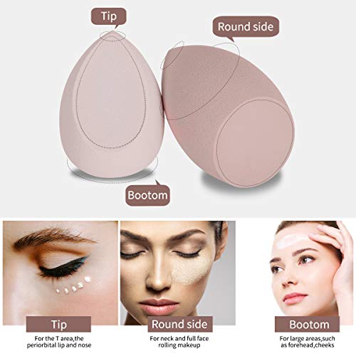 DULEE 4 Pcs Esponja de Maquillaje Makeup Blender Beauty para Base de Maquillaje para Líquida, Crema y Polvo, Puffs en Polvo,Rosado