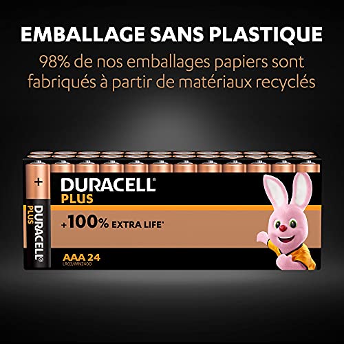 Duracell - Pilas alcalinas AAA Plus, 1.5 V LR03 MN2400, Paquete de 24