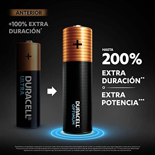 Duracell - Pilas alcalinas Optimum AA, 1.5 Voltios LR6 MX1500, paquete de 12