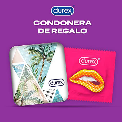 Durex Pack Preservativos Dame Placer 12 Condones + Durex Lubricante Sabor y Aroma Fresa de Base Agua - 50 ml