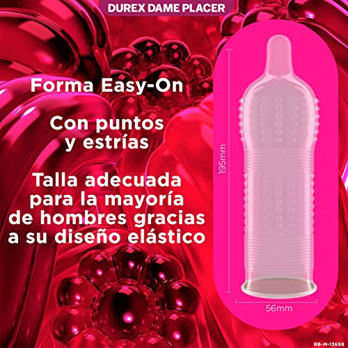 Durex Pack Preservativos Dame Placer 12 Condones + Durex Lubricante Sabor y Aroma Fresa de Base Agua - 50 ml