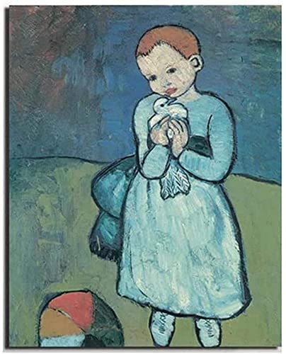 Dvbhd Cuadros decoracionPóster de Pablo Picasso Imprime niño con una Paloma Picasso Lienzo Pintura al óleo Salon de Estar Moderna Decoracion de Dormitorio para niños60x80cm x1 Sin Marco