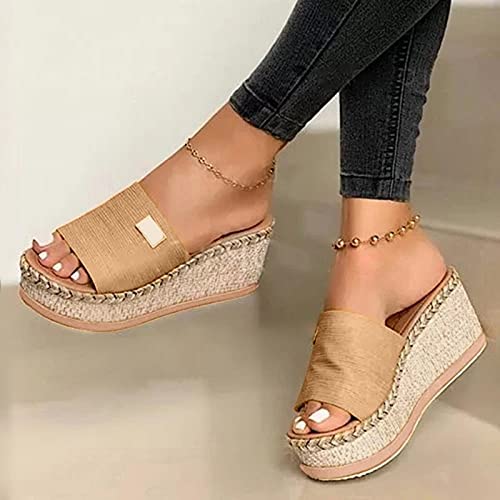 DZQQ Zapatillas de cuña de Verano, Zapatillas de Plataforma de tacón Alto para Mujer, Zapatos de Exterior para Mujer, Sandalias de cuña de Zueco básico, Sandalias con Chanclas