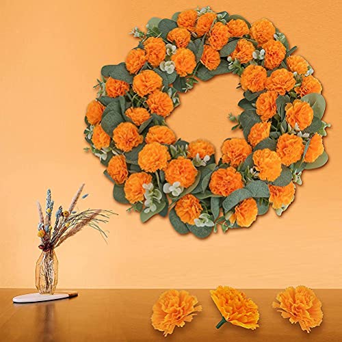 Eastleader Flor de caléndula Naranja Clara Artificial, 30 Piezas Flores de caléndula Artificiales Tela de Seda Conjunto de decoración de caléndulas Naranja Clavel Flores Decoraciones