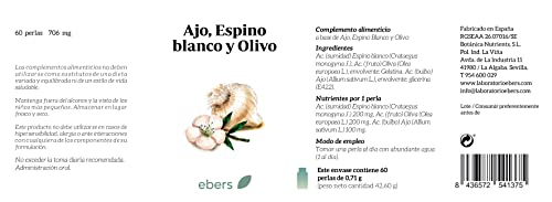 Ebers Ajo + Espino Blanco+ Olivo - Cápsulas (100020), Amarillo, 60 Unidad