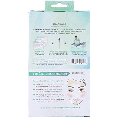 Ecotools Airbrush complexion kit - set de 4 brochas + esponja 21 g