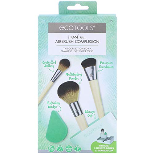 Ecotools Airbrush complexion kit - set de 4 brochas + esponja 21 g