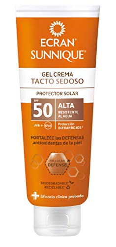 Ecran Sunnique - Gel Crema Tacto Sedoso Protector Spf 50, Fortalece Las Defensas Antioxidantes De La Piel - 250 Ml