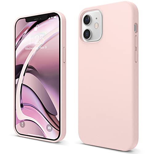 elago Silicona Líquida Funda Compatible con iPhone 12 Case y Compatible con iPhone 12 Pro Case (6.1"), Silicona Premium, Protección Funda Protectora 3 Tapas Estructura (Lovely Rosa)