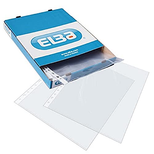 Elba, Fundas Plástico A4 (Folio) Transparente, 100 Unidades, Multitaladro, Polipropileno Cristal