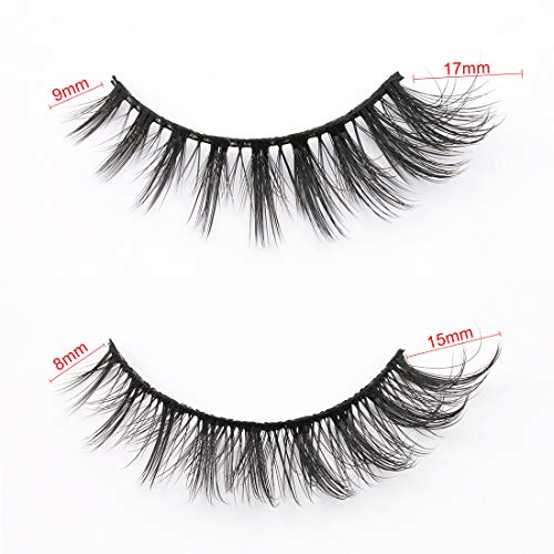 EMEDA pestañas postizas naturales con pegamento, 5 pares de pestañas de ojos de gato esponjosas Envase múltiple de pestañas postizas largas y gruesas con pegamento y aplicador Reusable Strip Lashes