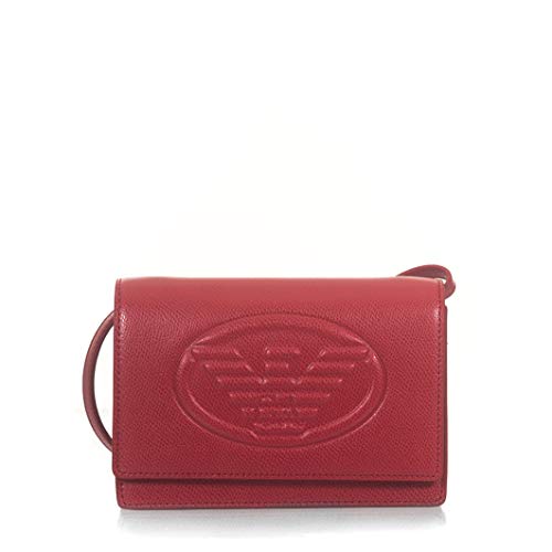 Emporio Armani Cholita rojo textura Logo Cruz Body Bag Red leather