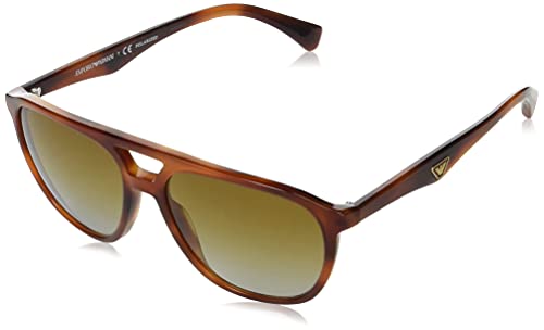 Emporio Armani Gafas de Sol EA 4156 Striped Red/Brown Shaded 58/17/145 hombre