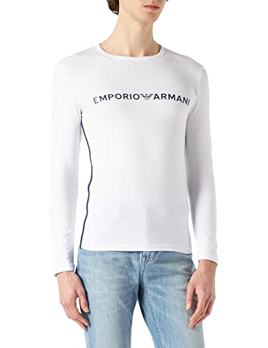 Emporio Armani Logotipo Bold Camiseta Manga Larga, Hombre, Blanco, S