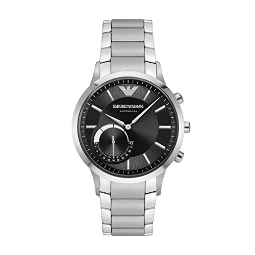 Emporio Armani Smartwatch híbrido para hombre, de acero inoxidable con correa de acero inoxidable, ART3000