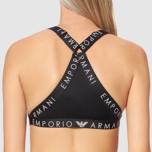 Emporio Armani Sporty Microfiber Sujetador Deportivo Triangular, Mujer, Negro, M