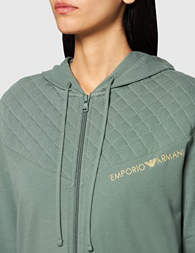 Emporio Armani Underwear Quilted Terry Chaqueta y Pantalón con Cremallera Completa, Mujer, Verde (Laurel), M