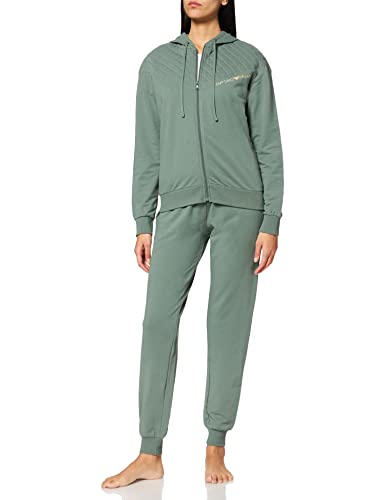 Emporio Armani Underwear Quilted Terry Chaqueta y Pantalón con Cremallera Completa, Mujer, Verde (Laurel), M