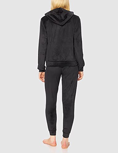 Emporio Armani Underwear Shiny Velvet Chaqueta y Pantalón con Cremallera Completa, Mujer, Negro, M