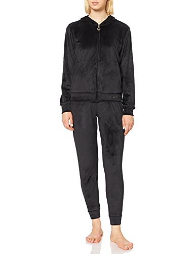 Emporio Armani Underwear Shiny Velvet Chaqueta y Pantalón con Cremallera Completa, Mujer, Negro, M