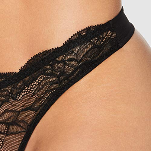 Emporio Armani Underwear Thong Virtual Lace Ropa Interior, Mujer, Negro, XS