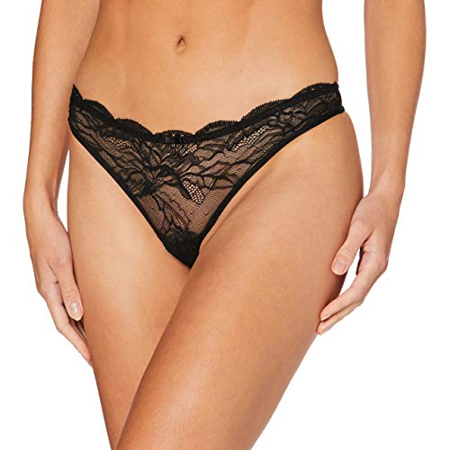 Emporio Armani Underwear Thong Virtual Lace Ropa Interior, Mujer, Negro, XS