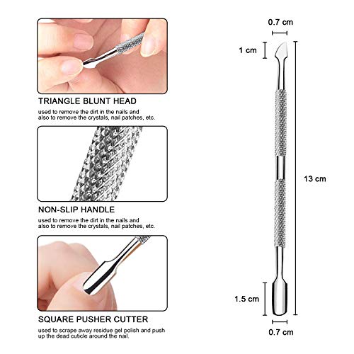 Empujador de cutículas profesional de acero inoxidable de doble cabeza