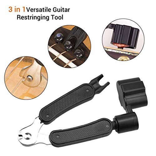 Enrollador de Cuerdas para Guitarra Manivela para Ajustar las Cuerdas, Cortadora de Cuerda, Extractor de Pines, 3 en 1 Multifuncional Herramienta de Reparación de Guitarra