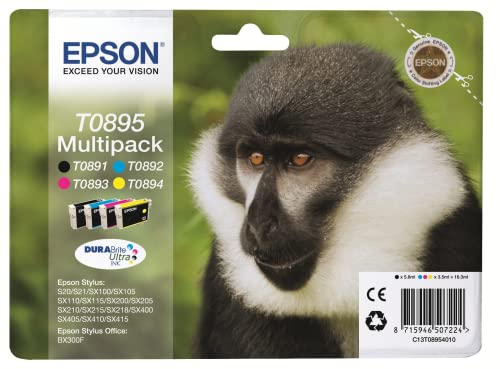 Epson C13T08954010 - Juego de 4 Tinta Epson Multipack válido para EPSON Stylus y EPSON Stylus Office BX300F, Ya disponible en Amazon Dash Replenishment, Normal