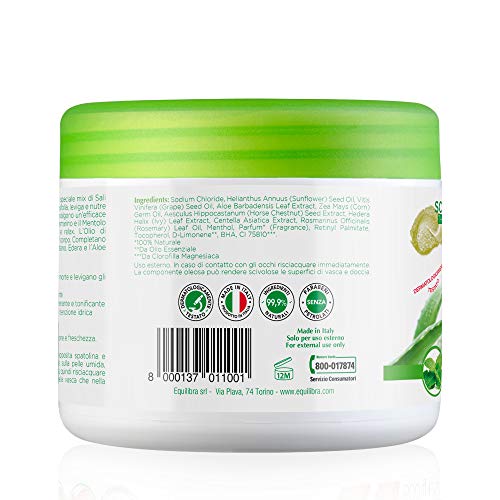 Equilibra Cuidado Corporal, Exfoliante Corporal a Base de Aloe Vera, Suaviza y Nutre la Piel, Mezcla de Sales Marinas con Efecto Antiretención de Agua, Aceites Naturales y Extractos Vegetales, 600 g